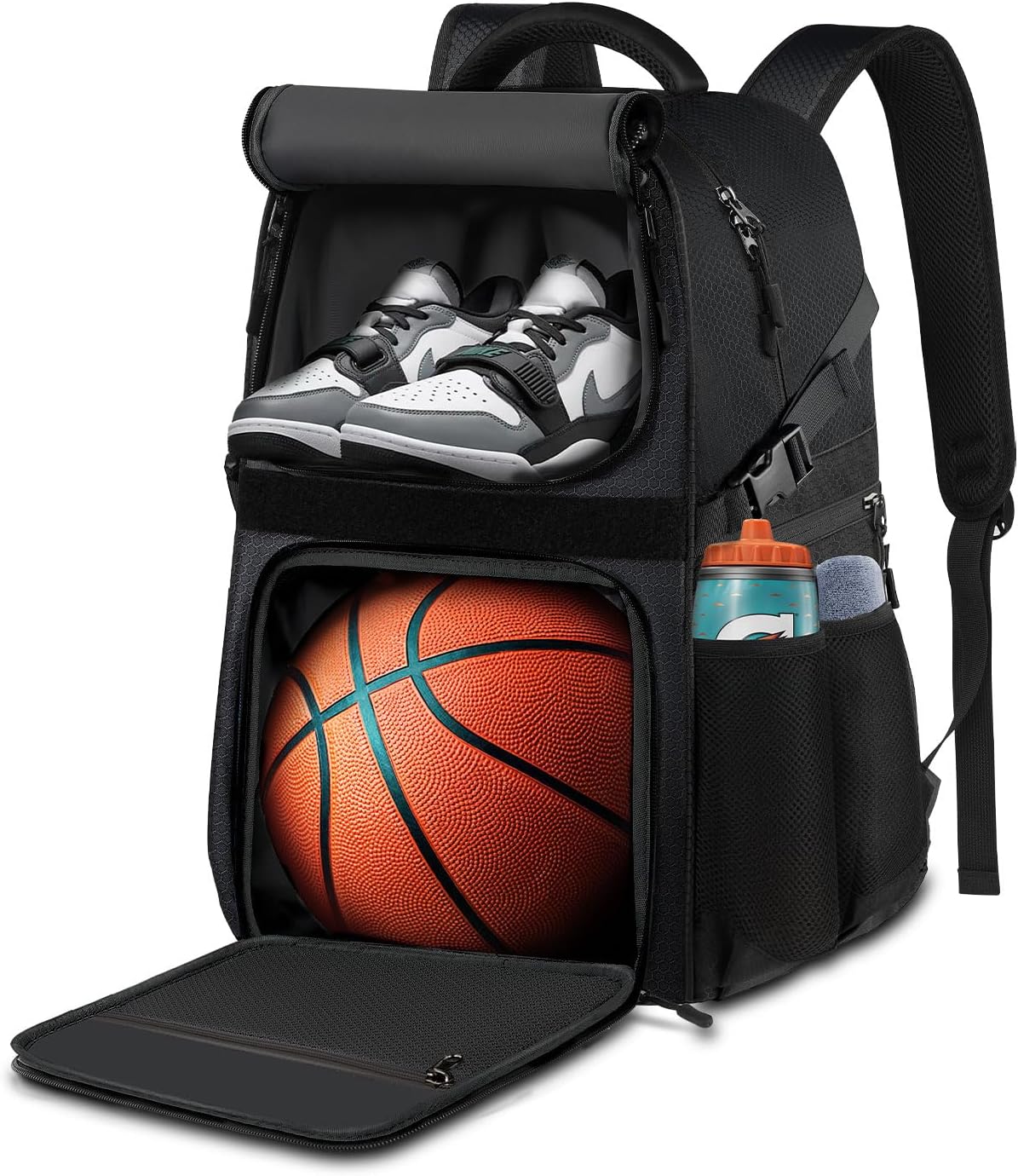Basketball Bag Backpack with Ball Holder Shoes Compartment, Large Basketball Accessories Sports Bag